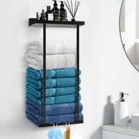 Asdsed Öntapadós Törölközőtartó Polccal 38-75 cm Fekete - Black 1