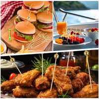 ASelected 300 ks zlatých akrylových kokteilových napichovadiel s korálkami, 12 cm, napichovadlá na finger food, na bufet, narodeninovú oslavu, ovocné špízy, dekorácia kokteilov, špáradlá 6