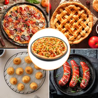 Set 4 tăvi rotunde pentru pizza ASelected cu strat antiaderent, lavabile în mașina de spălat vase, tavă de copt din oțel carbon pentru cuptor, 29 cm, negru 7