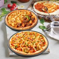 Set 4 tăvi rotunde pentru pizza ASelected cu strat antiaderent, lavabile în mașina de spălat vase, tavă de copt din oțel carbon pentru cuptor, 29 cm, negru 6