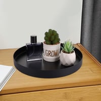ASelected Dekoratív Tálca Fekete 30 cm Kerek Fém Ékszer Smink Gyertya 4