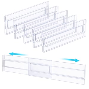 ASelected Organizator za ladice, 6 komada, prozirni plastični razdjelnici za ladice, podesivi 27,5-52 cm, organizator za kuhinju, spavaću sobu, ured i kupaonicu