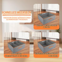 ASelected Úložný box 2 ks, 50x40x20 cm, Organizér do skrine s koženou rúčkou a prepážkou, Skladací textilný úložný box do šatníka, na oblečenie, knihy, sivý 5