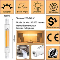Aseoacc R7S LED 118mm 30W dimmelhető meleg fehér 3000K 3000lm COB 360° 2