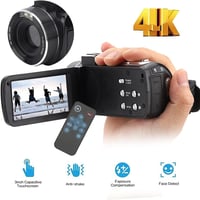 ASHATA 4K digitális videokamera 18x zoom érintőképernyő stabilizátor 7
