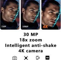 ASHATA 4K digitális videokamera 18x zoom érintőképernyő stabilizátor 3