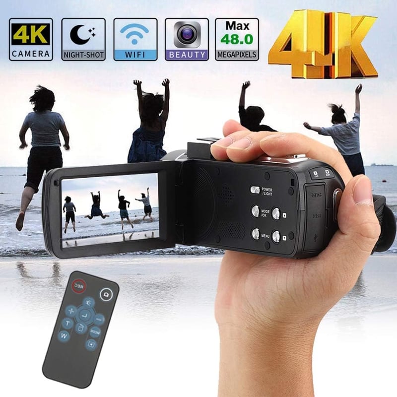 ASHATA 4K digitális videokamera 18x zoom érintőképernyő stabilizátor