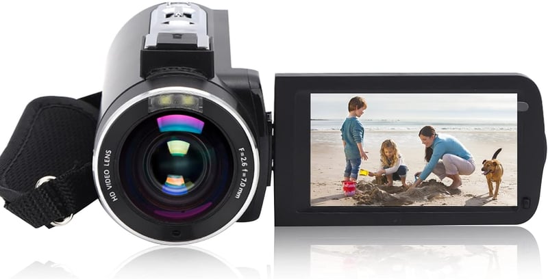ASHATA 4K digitális videokamera 18x zoom érintőképernyő stabilizátor