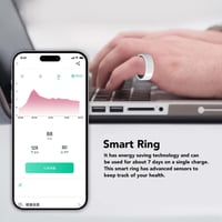Inteligentný prsteň ASHATA Fitness, biely, veľkosť US 10, inteligentný prsteň na sledovanie zdravia, krokomer, monitor spánku, vodotesnosť IP68, 7-dňová výdrž batérie 3