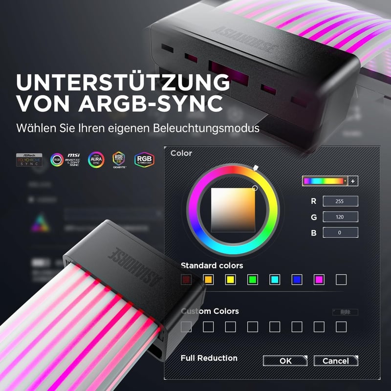 AsiaHorse ARGB RGB PSU kábel borítás szett, 5V 3-Pin szinkronizálás