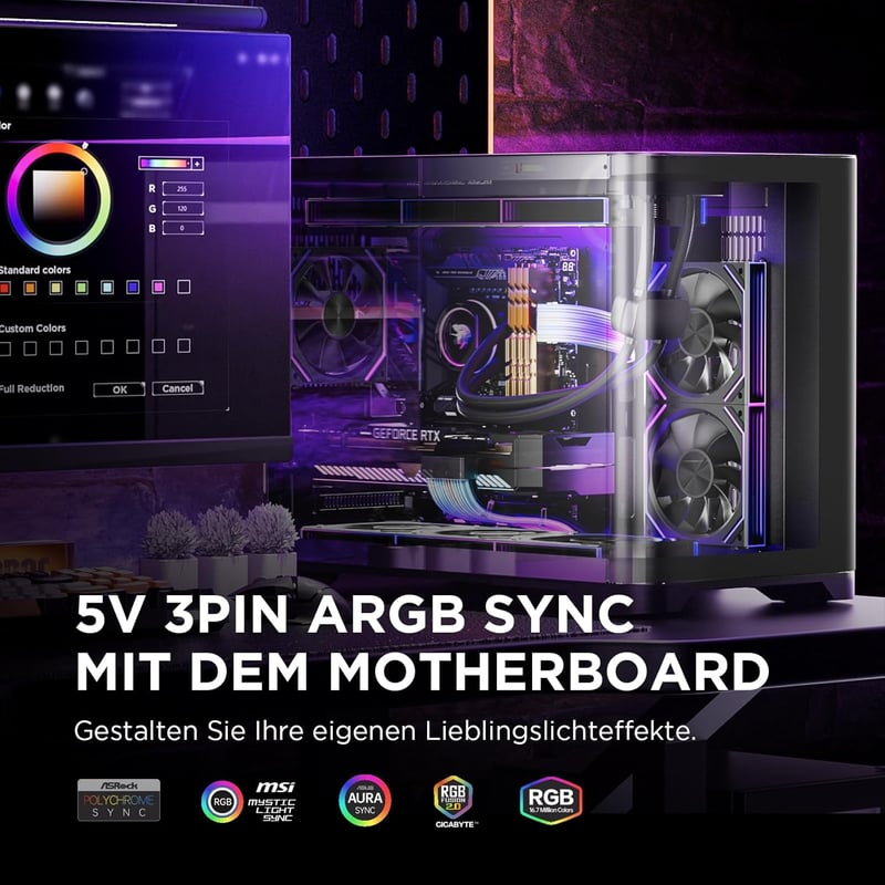 AsiaHorse Aurora Pro 3×8 Pin ARGB GPU és Alaplap Kábel 5V 3Pin, RTX 4090/5090/7900XTX Kompatibilis