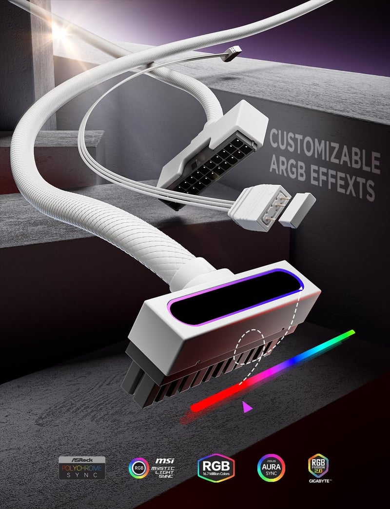 AsiaHorse Hydrus 24 Pin PSU Kábel Hosszabbító ARGB Szinkronizáláshoz