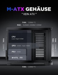 AsiaHorse MATX Dual Chamber 270° Tempered Glass Gaming PC Case Type-C 5