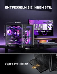 AsiaHorse MATX Dual Chamber 270° Tempered Glass Gaming PC Case Type-C 4