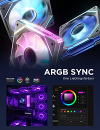 AsiaHorse RGB 120mm PC ventilátor szett 3db fekete ARGB PWM 1800RPM 4