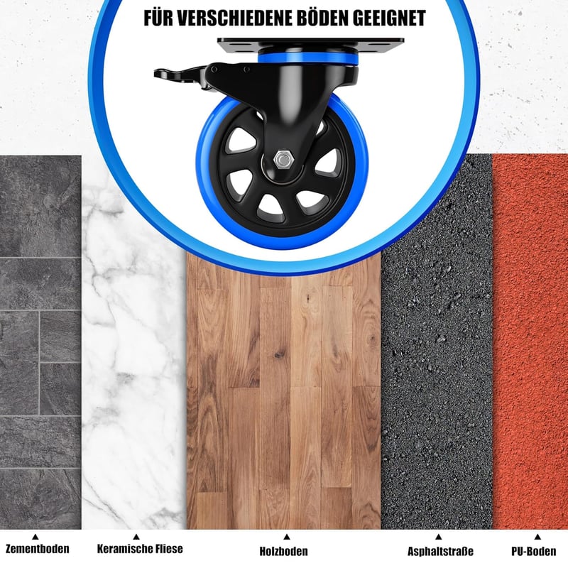 Asibaade 75mm Forgókerék 480kg Teherbírás Bútor Szállítás Ipari Felhasználás - 75mm-Black