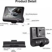 Asixxsix elöl-hátul autós dashcam 1080P 170° látószög 4 colos HD kijelző éjjellátással 9