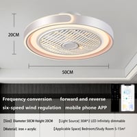 ASJK stropni ventilator sa svjetlom, 72W 7200LM s mogućnošću prigušivanja, upravljanje putem aplikacije i daljinskog upravljača, 6 brzina, tajmer, bijeli, za dnevni boravak, spavaću sobu, blagovaonicu 2