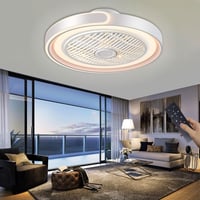 ASJK stropni ventilator sa svjetlom, 72W 7200LM s mogućnošću prigušivanja, upravljanje putem aplikacije i daljinskog upravljača, 6 brzina, tajmer, bijeli, za dnevni boravak, spavaću sobu, blagovaonicu 4