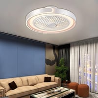 ASJK stropni ventilator sa svjetlom, 72W 7200LM s mogućnošću prigušivanja, upravljanje putem aplikacije i daljinskog upravljača, 6 brzina, tajmer, bijeli, za dnevni boravak, spavaću sobu, blagovaonicu 6