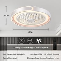 ASJK stropni ventilator sa svjetlom, 72W 7200LM s mogućnošću prigušivanja, upravljanje putem aplikacije i daljinskog upravljača, 6 brzina, tajmer, bijeli, za dnevni boravak, spavaću sobu, blagovaonicu 3