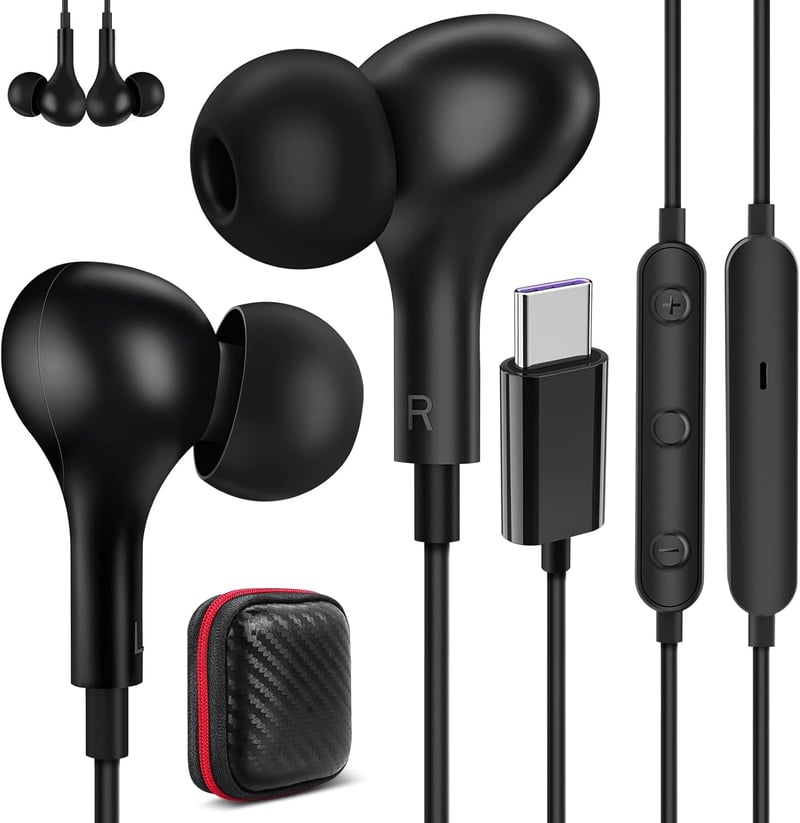 ASKUBSKU USB-C fülhallgató Samsung Galaxy A55 A35 iPhone 16 17 Pixel 9 mágneses mikrofon