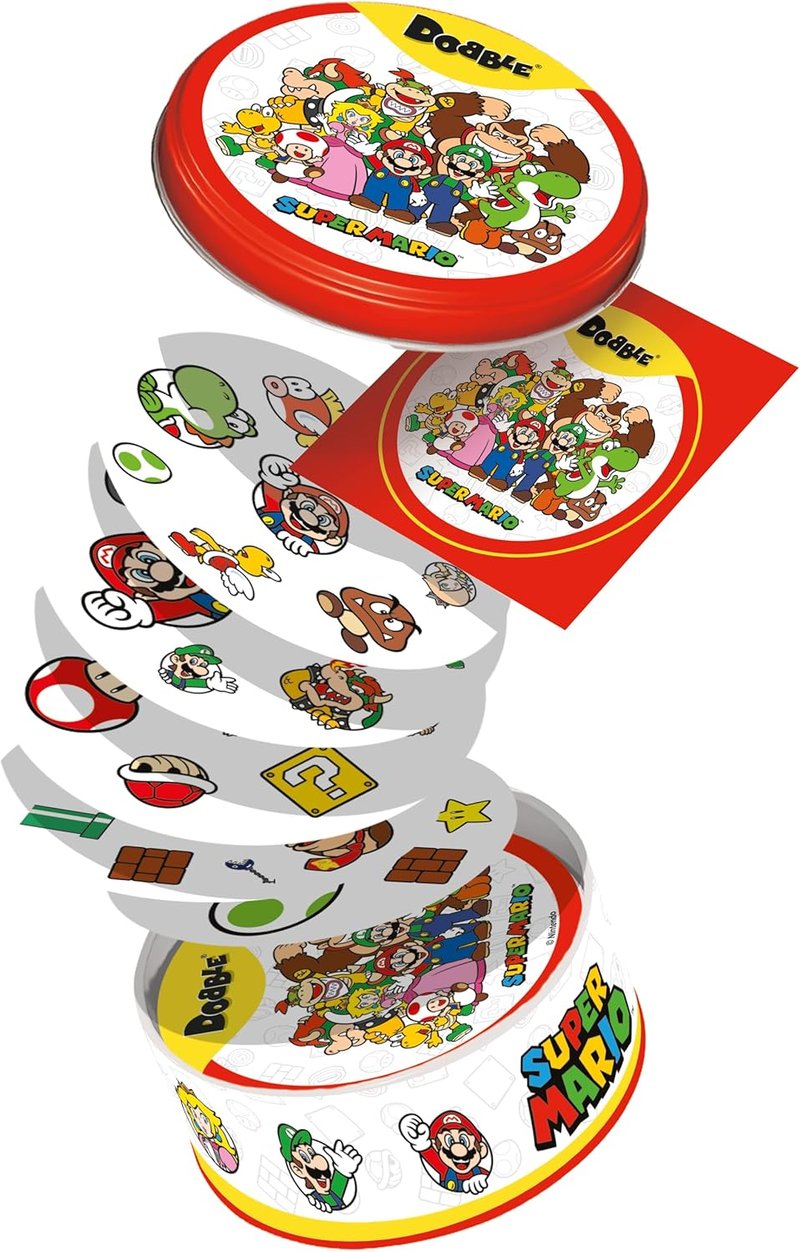 Asmodee Dobble: Super Mario - Gyors megfigyelési kártyajáték 2-8 játékos részére - Családi társasjáték 6 éves kortól - 15 perces játékidő