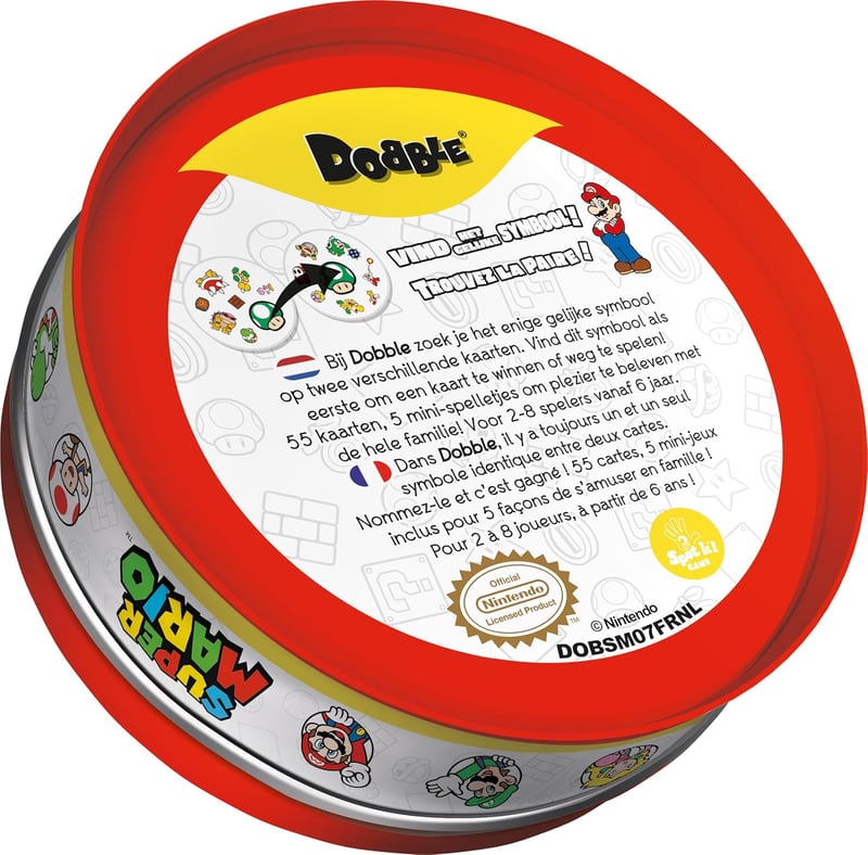 Asmodee Dobble: Super Mario - Gyors megfigyelési kártyajáték 2-8 játékos részére - Családi társasjáték 6 éves kortól - 15 perces játékidő
