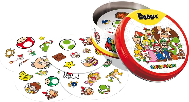 Asmodee Dobble: Super Mario - Gyors megfigyelési kártyajáték 2-8 játékos részére - Családi társasjáték 6 éves kortól - 15 perces játékidő