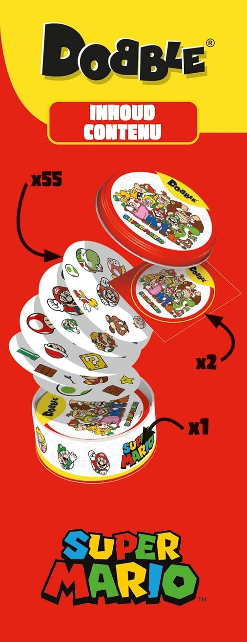 Asmodee Dobble: Super Mario - Gyors megfigyelési kártyajáték 2-8 játékos részére - Családi társasjáték 6 éves kortól - 15 perces játékidő