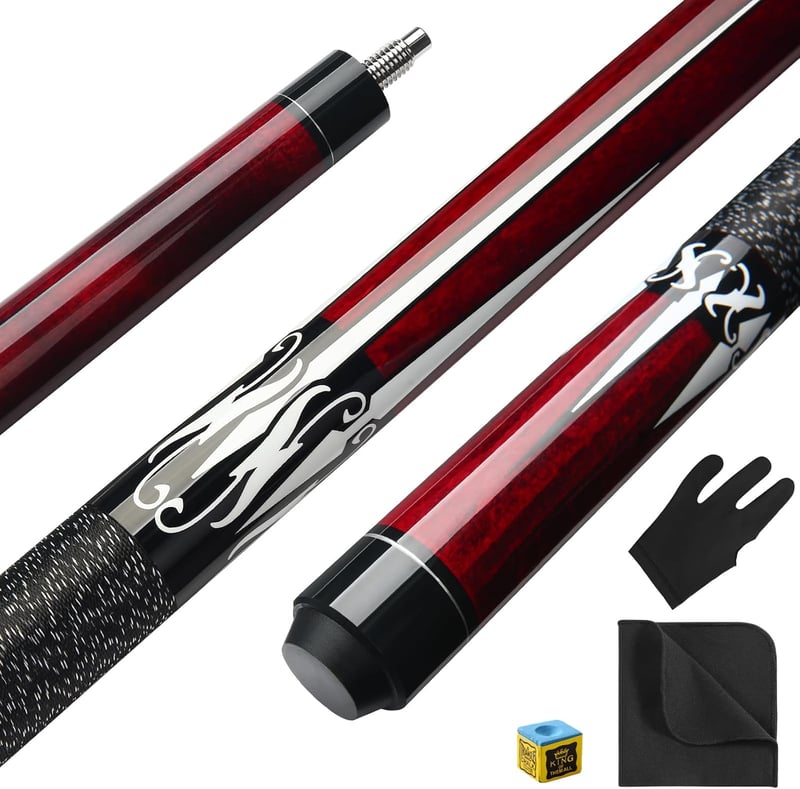 ASMPCUE biliárd dákó keményfából, 13 mm csúcs, 1/2 osztott - piros