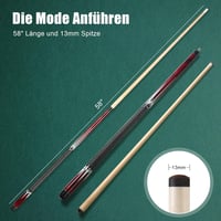 ASMPCUE biliárd dákó keményfából, 13 mm csúcs, 1/2 osztott - piros 4