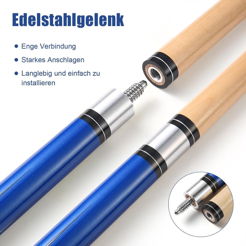 ASMPCUE 58 Inch Biliárd Cue 13mm Profi Billiárd Dákó Keményfából