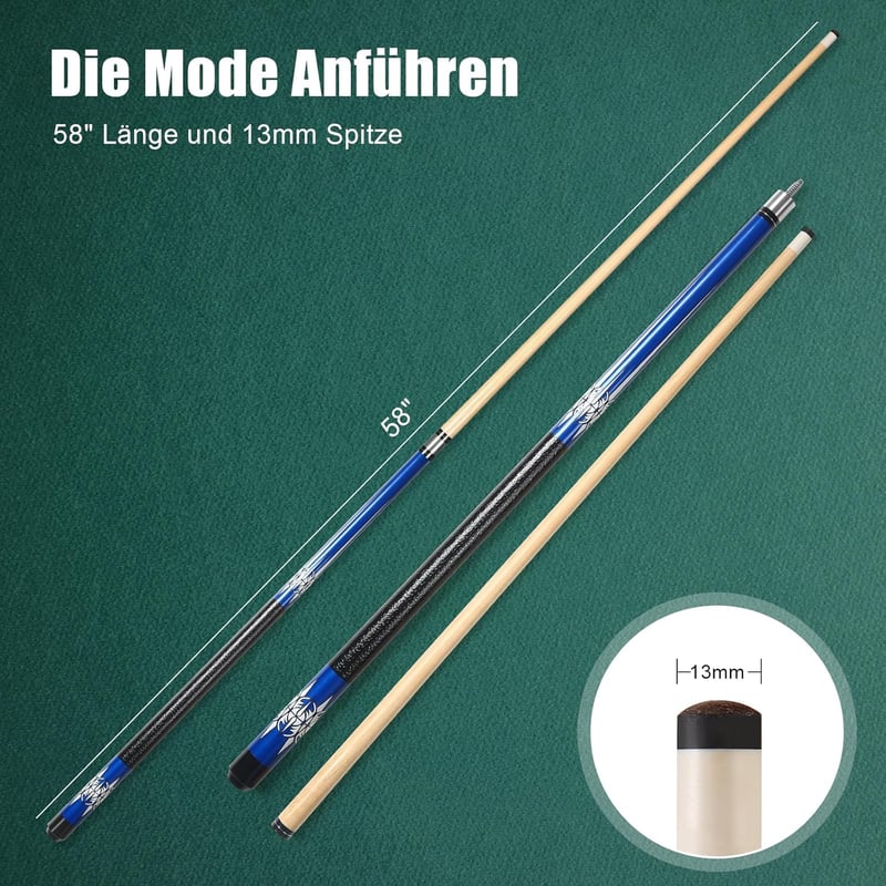 ASMPCUE 58 Inch Biliárd Cue 13mm Profi Billiárd Dákó Keményfából