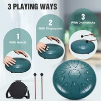 Asmuse Tongue Drum 10" - 11 Hangú C-Dúr Acél Handpan Dob Meditációhoz, Jógához - Pávatollkék Színben, Utazótáskával 5