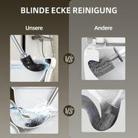 Perie de WC din silicon ASOBEAGE, argintiu - Cap flexibil, mâner lung, montare pe perete, cu suport cu uscare rapidă, pentru curățarea băii 3