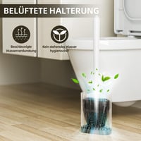 ASOBEAGE szilikon WC kefe hajlékony fejjel, hosszú nyéllel, falra szerelhető tartóval fehér 5