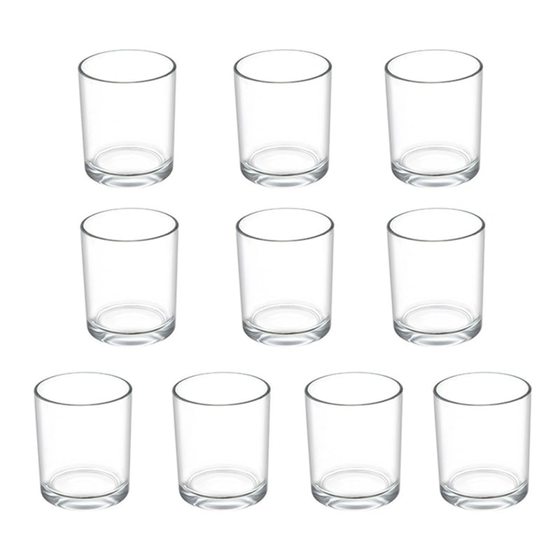 Suport Lumânare ASOENTIWOX din Sticlă, Set 10 Bucăți (Ø4,5 cm x Î 6 cm), Suporturi Lumânare din Sticlă Transparentă, Decor pentru Masă de Crăciun