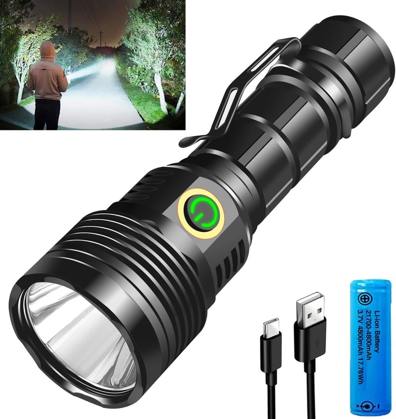 ASORT 30000 Lumen LED Zseblámpa Vízálló Töltővel Camping Túrázáshoz