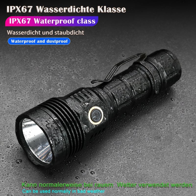 ASORT 30000 Lumen LED Zseblámpa Vízálló Töltővel Camping Túrázáshoz