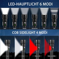 ASORT 990000 Lumen USB Töltős Taktikai Lámpa, Vízálló, 10 Üzemmód, Zoomolható 4