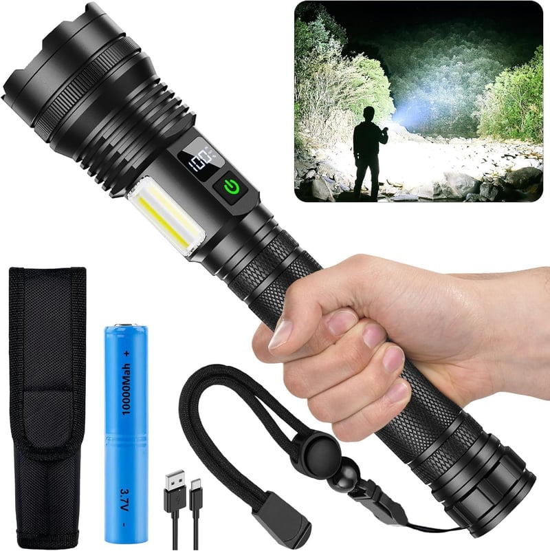 ASORT 990000 Lumen USB Töltős Taktikai Lámpa, Vízálló, 10 Üzemmód, Zoomolható