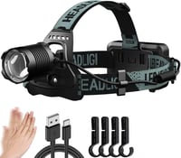 ASORT LED Fejlámpa 20000 Lumen Zoomható Fényszóró Vízálló Camping Halászat 1