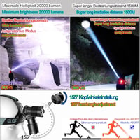 ASORT LED Fejlámpa 20000 Lumen Zoomható Fényszóró Vízálló Camping Halászat 2