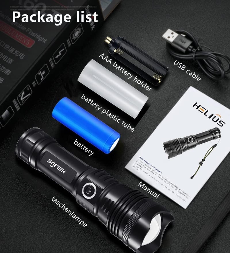ASORT LED Lámpa 30000 Lumen XHP199 Taktikai Zoomható USB-C Vízálló Kempingezéshez