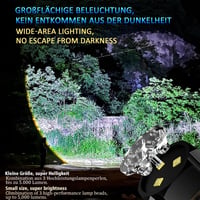 ASORT LED Zseblámpa 5000 Lumen Újratölthető 5 Üzemmód Vízálló Kemping Túrázás - Black 4