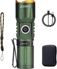 ASORT Mini LED Taktikai Zseblámpa 2000 Lumen IP67 Vízálló Zoomható Zöld - Green, Aluminum, Modern 1