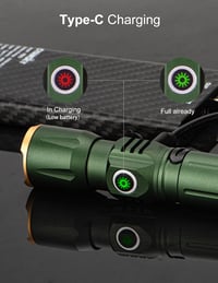 ASORT Mini LED Taktikai Zseblámpa 2000 Lumen IP67 Vízálló Zoomható Zöld - Green, Aluminum, Modern 6