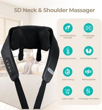 Aspria 5D Shiatsu Nyakmasszírozó Melegítő Funkcióval, Újratölthető Hordozható Masszázsgép Nyak Váll Hát Láb Egész Test 2