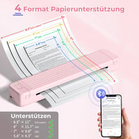 ASprink P831 hordozható A4 termál nyomtató - kompakt, rózsaszín 2